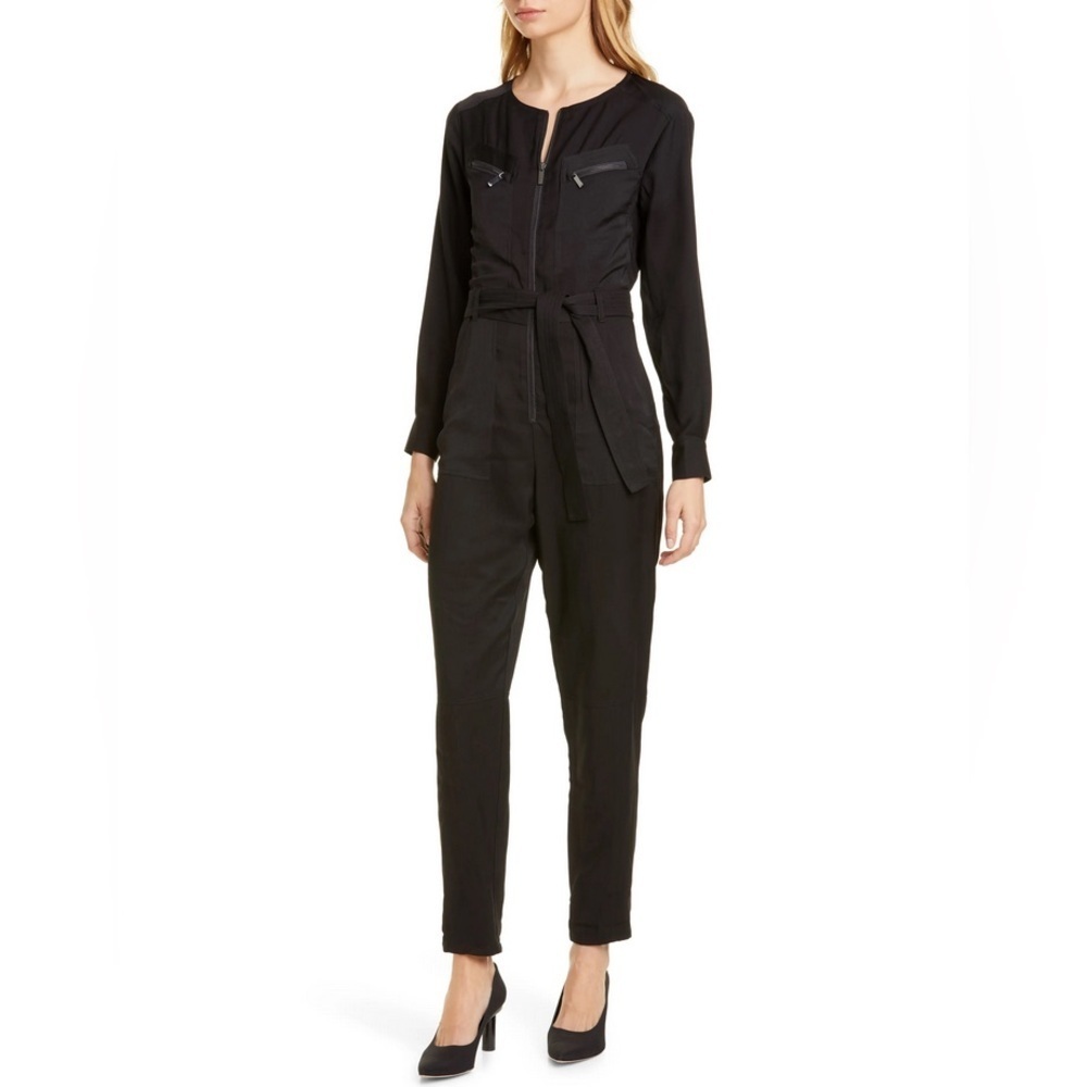 Karen Millen Black Long Sleeved Zippered Jumpsuit Sz US 6